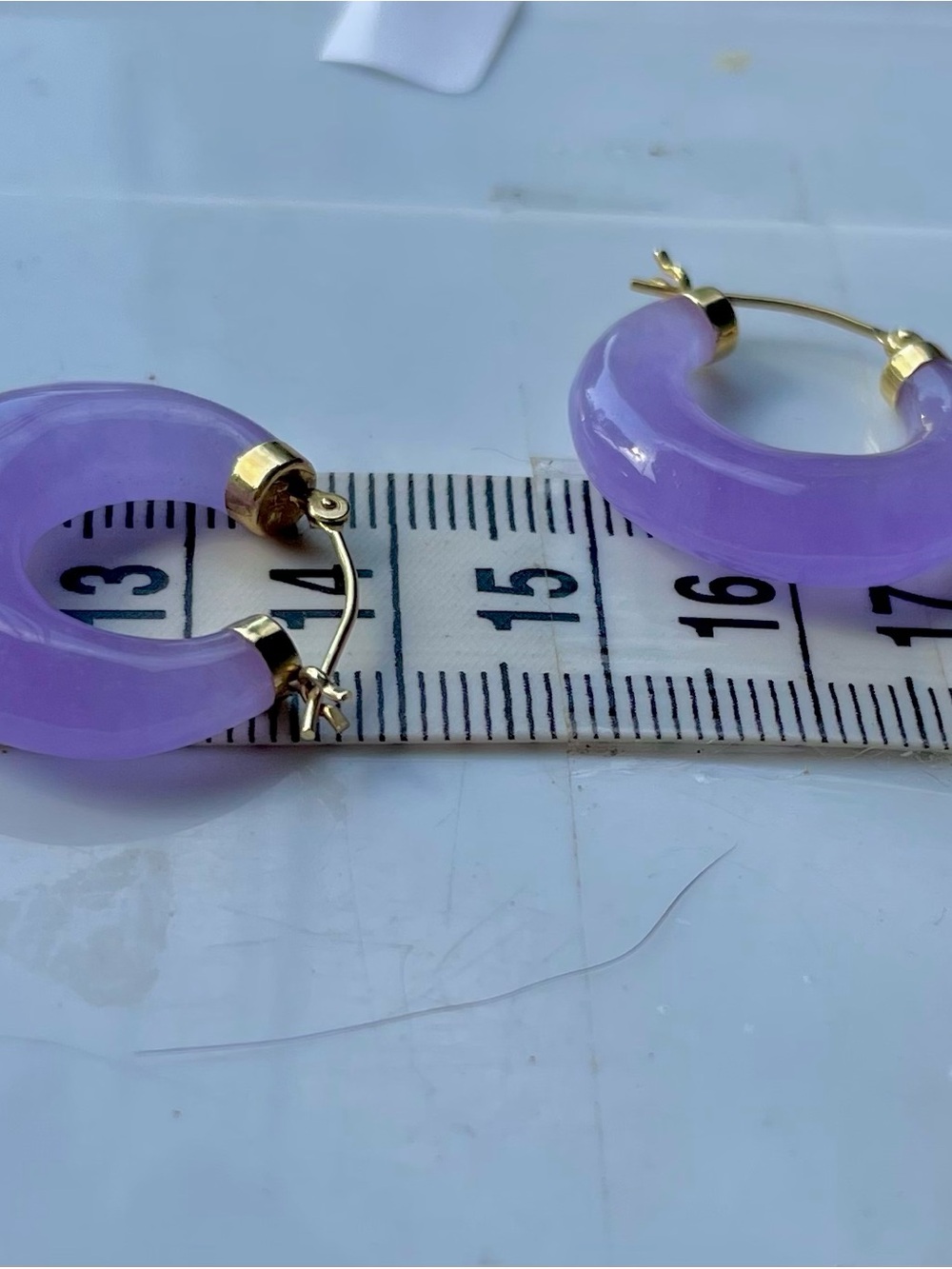 Lavender Hoop Earrings with Gold Accents - Women's Jewelry